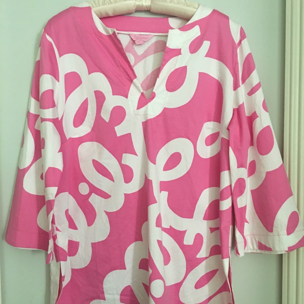 Rare LILLY PULITZER Pink Loopey Lilly Tunic Top